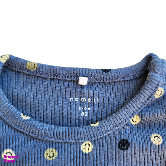 بادی نوزادی نیم ایت طرح شکلک های خندان کد 10258 رنگ آبی تیره