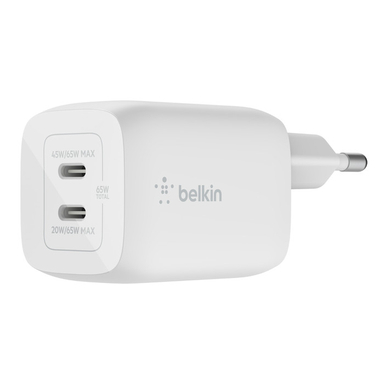 شارژر دیواری 65 وات بلکین مدل WCH013vfWH USB-C PD/GaN/PPS
