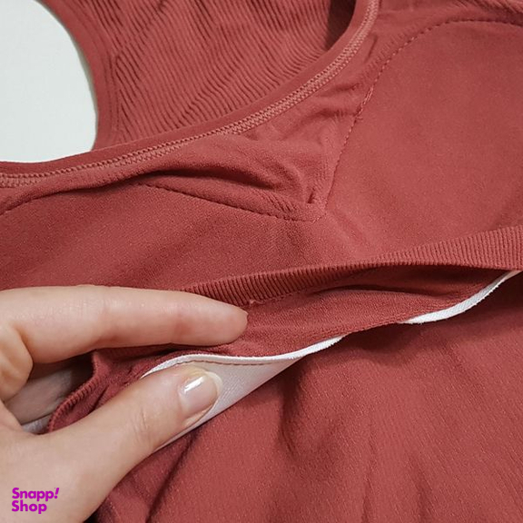 کراپ تاپ زنانه ماییلدا مدل بند سیلیکونی پددار کد 4980 رنگ آجری