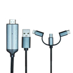 کابل تبدیل سه سر microUSB/Lightning/Type-C به HDMI/USB کی نت پلاس مدل KP-CT3 طول 2 متر