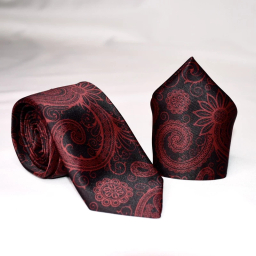 ست کراوات و دستمال جیب مردانه آیکت مدل بته جقه محو کد z1