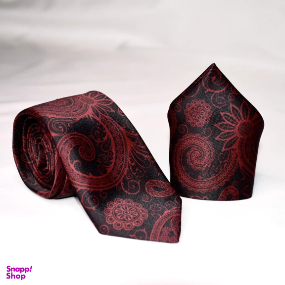 ست کراوات و دستمال جیب مردانه آیکت مدل بته جقه محو کد z1