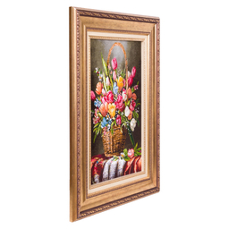 تابلو فرش دستباف سی پرشیا مدل گل در سبد حصیری کد 903806