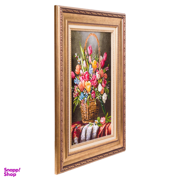 تابلو فرش دستباف سی پرشیا مدل گل در سبد حصیری کد 903806