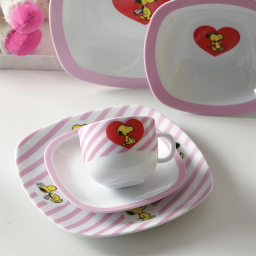 سرویس غذا خوری 5 پارچه کودک چینی زرین ایران سری کواترو مدل اسنوپی درجه عالی