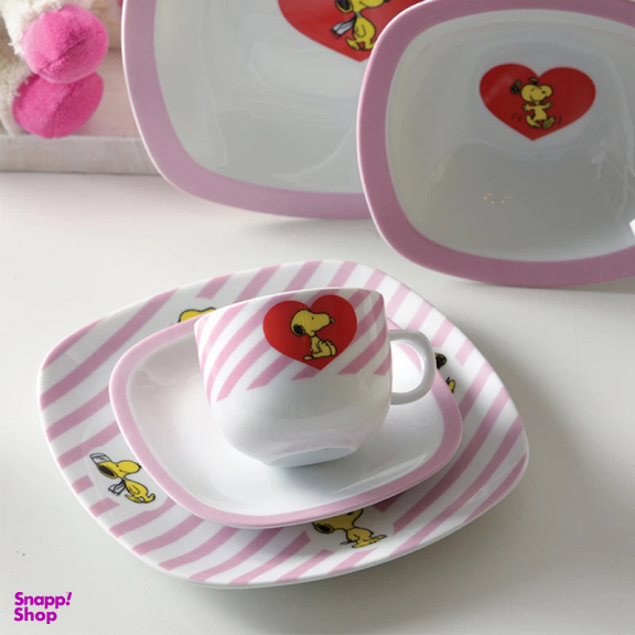 سرویس غذا خوری 5 پارچه کودک چینی زرین ایران سری کواترو مدل اسنوپی درجه عالی