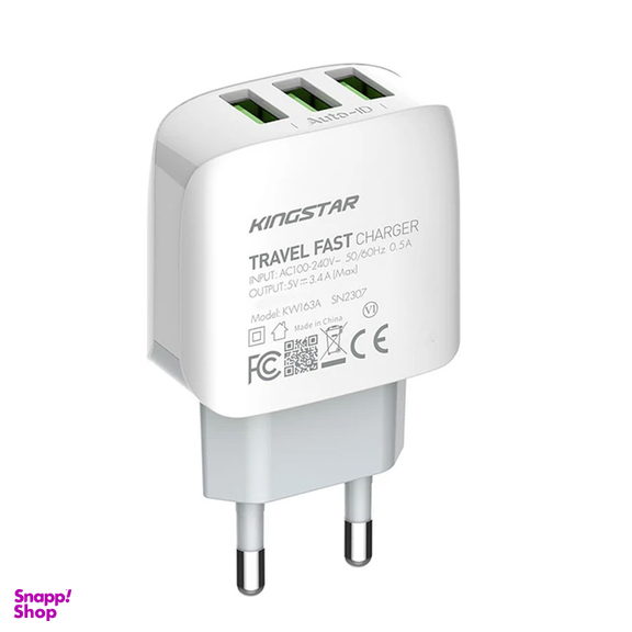 شارژر دیواری کینگ استار مدل KW163C توان 17 وات به همراه کابل USB-C