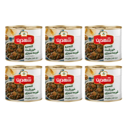 کنسرو خورشت قرمه سبزی با گوشت گیاهی شهدین وزن 480 گرم بسته 6 عددی