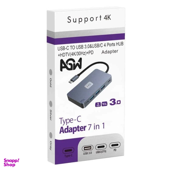 USB هاب 7 پورت Type-C ای جی دبلیو مدل BYL-2312