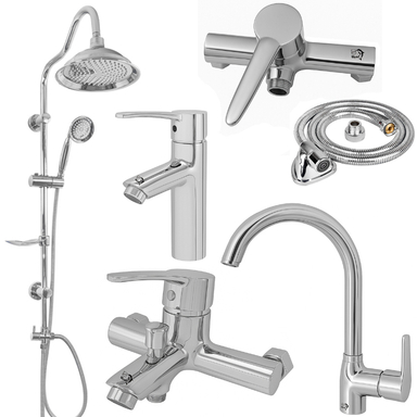 ست شیرآلات اهرمی اندیکا مدل آبتین کد SH6 مجموعه 6 عددی