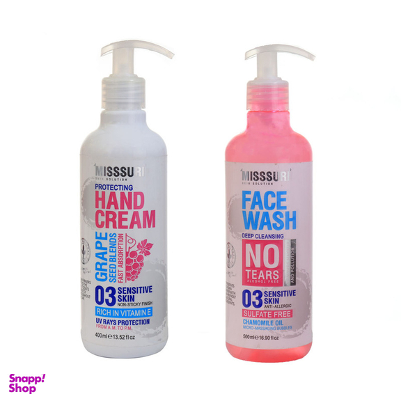 کرم ژل آبرسان صورت و گردن میسوری مدل 04 مناسب پوست چرب حجم 260 میلی لیتر به همراه ژل شستشوی صورت میسوری مدل بابونه مناسب انواع پوست حجم 260 میلی لیتر