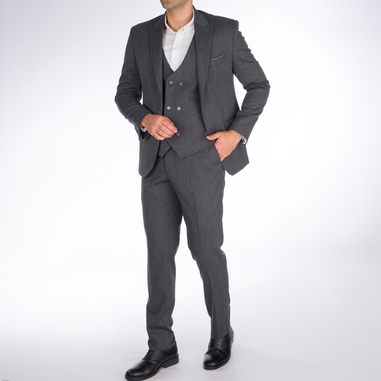 ست کت و شلوار و جلیقه مردانه مدل اسلیم فیت آیکت کد 110 رنگ طوسی