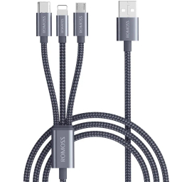 کابل تبدیل USB به MicroUSB/Lightning/Type-C روموس مدل CB25A طول 1.5 متر