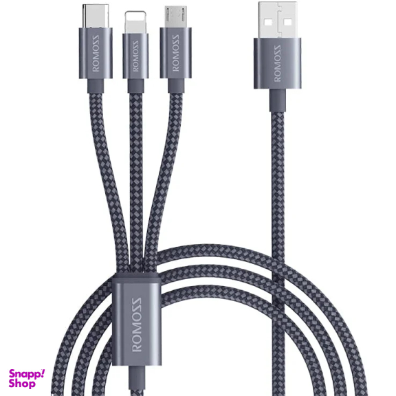 کابل تبدیل USB به MicroUSB/Lightning/Type-C روموس مدل CB25A طول 1.5 متر