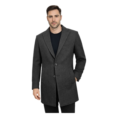 پالتو کشمیر مردانه کد 4109 رنگ زغالی