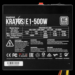 منبع تغذیه کامپیوتر گیمدیاس مدل KRATOS E1-500W