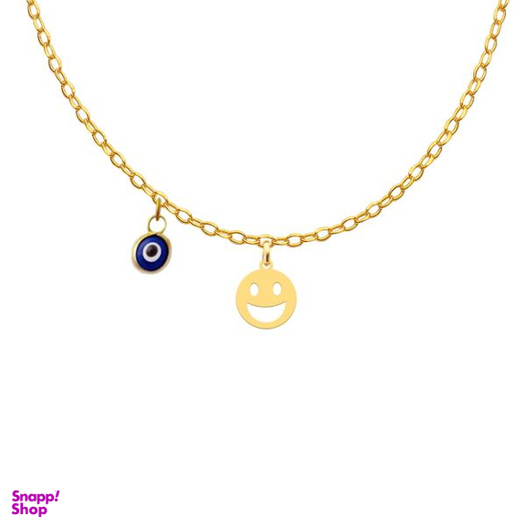 گردنبند طلا 18 عیار دخترانه کرابو طرح طرح ایموجی خنده مدل Kr11074