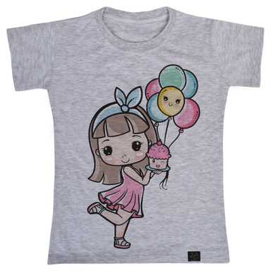 تی شرت آستین کوتاه دخترانه 27 مدل دختر و بادکنک کد V209