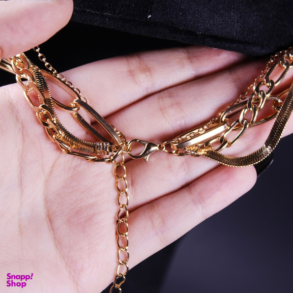 گردنبند زنانه مدل آریا چند رج طرح خورشید و ماه کد 01