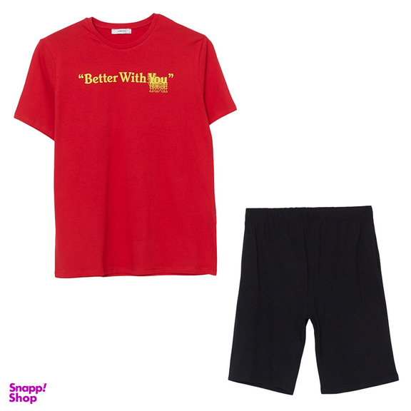 ست تیشرت آستین کوتاه و شلوارک راحتی مردانه ال سی وایکیکی مدل Better With You