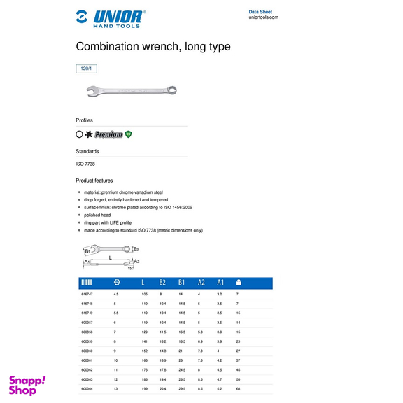 آچار یکسر تخت و یکسر رینگی یونیور مدل 120 سایز 10 میلی متر