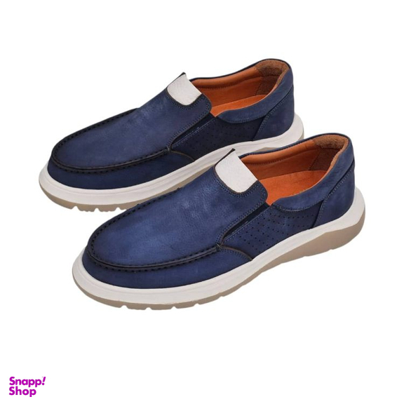 کفش طبی مردانه چرم ریباری مدل P1 رنگ آبی