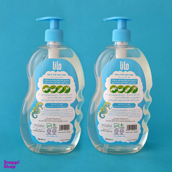 مایع شوینده و ضدعفونی کننده شیشه شیر مانا مدل درب پمپی حجم 750 میلی لیتر بسته 2 عددی