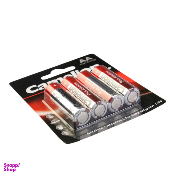 باتری نیم قلمی کملیون مدل پلاس آلکالاین بسته 4 عددی رنگ قرمز