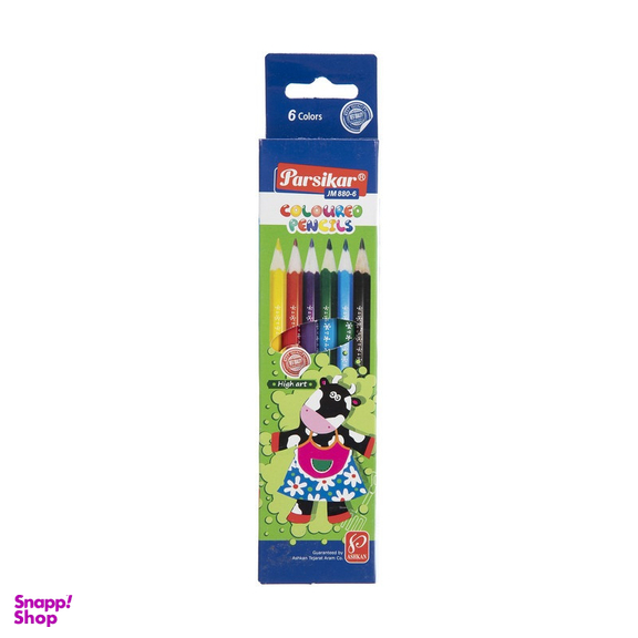 مداد رنگی ۶ رنگ پاسیکار مدل دریم به همراه دفتر نقاشی و پاک کن مجموعه ۸ عددی