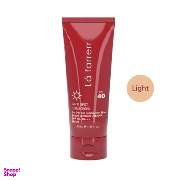 کرم ضد آفتاب و ضد لک لافارر SPF40 مناسب پوست چرب و مستعد آکنه رنگ روشن حجم 40 میلی لیتر
