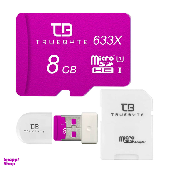 کارت حافظه microSDHC تروبایت مدل 633X کلاس 10 استاندارد UHS-I U1 سرعت 95MBps ظرفیت 8 گیگابایت به همراه آداپتور SD و کارت خوان