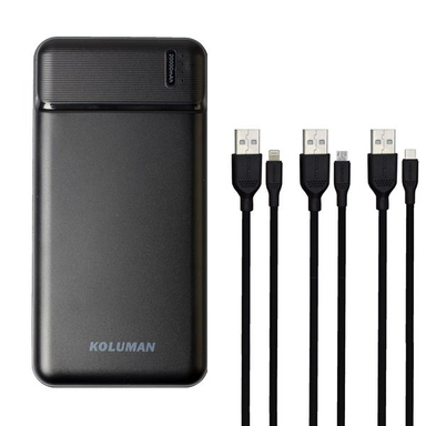 پاوربانک کلومن مدل KP-017 ظرفیت 20000 میلی آمپر ساعت به همراه کابل MICROUSB / USB-C/ لایتنینگ