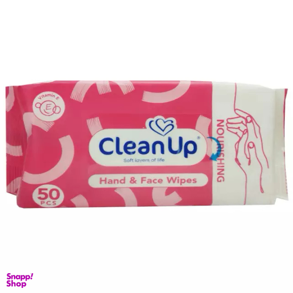 دستمال مرطوب پاک کننده دست و صورت کلین آپ با خاصیت رطوبت رسانی بسته 50 عددی