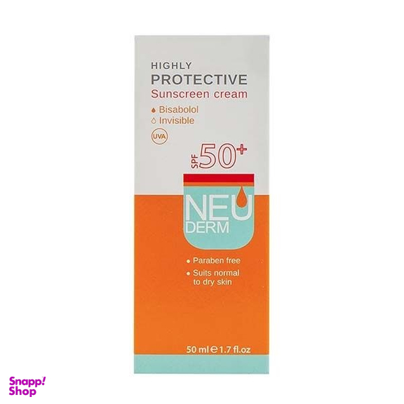 کرم ضد آفتاب بی رنگ با Spf 50 نئودرم حجم 50 میلی لیتر