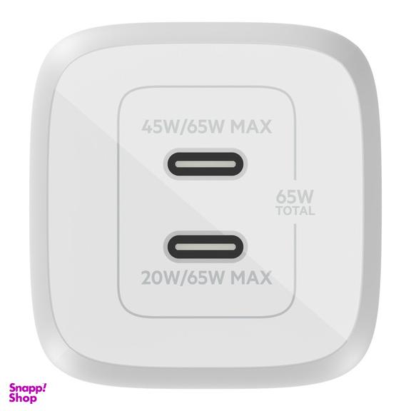 شارژر دیواری 65 وات بلکین مدل WCH013vfWH USB-C PD/GaN/PPS