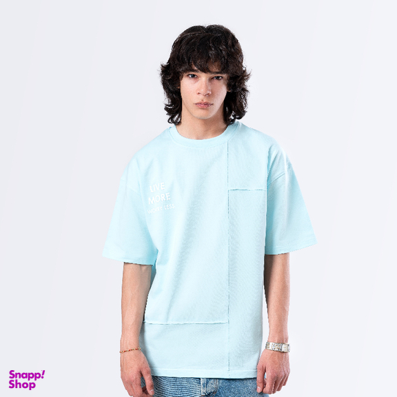 تیشرت زیگ مدل Live more رنگ فیروزه ای