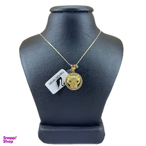 گردنبند طلا 18 عیار زنانه سواروسکی مدل پلنگ چشم سبز پنتر کد 54631
