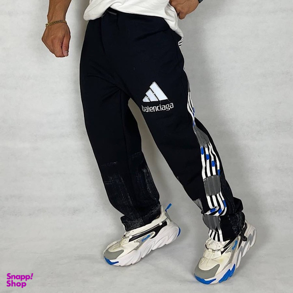 شلوار مردانه مدل 4 نوار پیستوله جاگر طرح بالنسیاگا رنگ مشکی