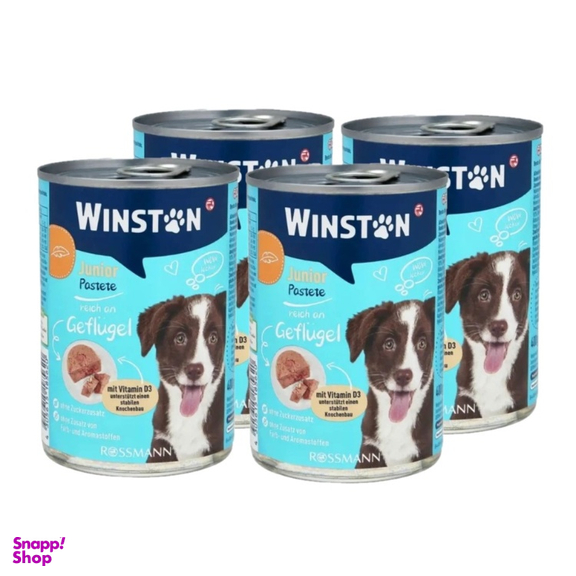 کنسرو پته توله سگ وینستون طعم ماکیان وزن 400 گرم بسته 4 عددی