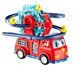 اسباب بازی ناب سل مدل ماشین آتشنشانی متحرک موزیکال به همراه سرسره اردک ها
