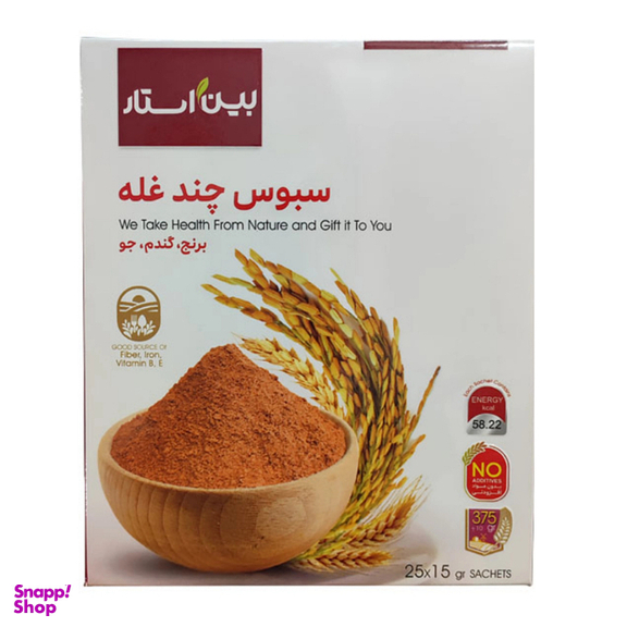 سبوس چند غله بین استار وزن 15 گرم بسته 15 عددی
