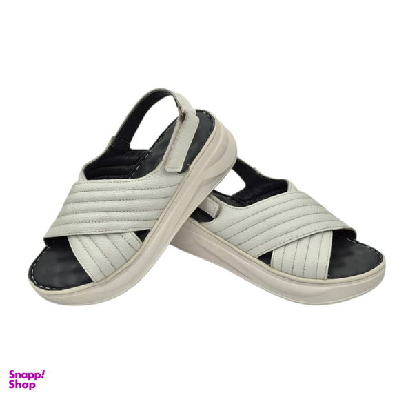 صندل طبی زنانه چرم ریباری مدل R70 رنگ سفید