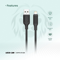 کابل شارژ USB به Lightning گرین لاین مدل 2.4A PVC طول 1 متر