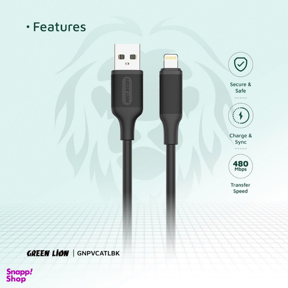 کابل شارژ USB به Lightning گرین لاین مدل 2.4A PVC طول 1 متر