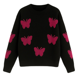 ست پلیور و دامن زنانه مدل پروانه 02 رنگ سرخابی