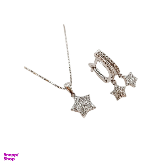 نیم ست نقره زنانه طرح ستاره سپیدار کد 07