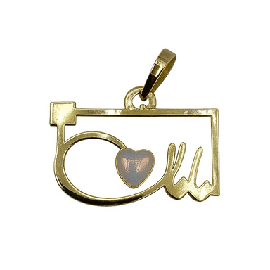 آویز گردنبند طلا 18 عیار زنانه مدل مادر و قلب سفید