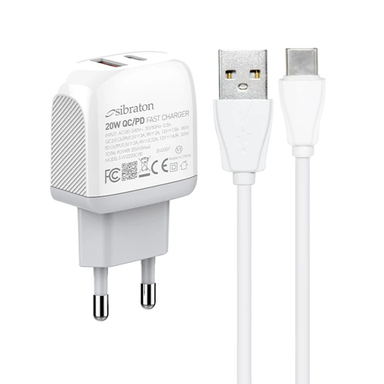 شارژر دیواری 20 وات سیبراتون مدل SW2220C PD به همراه کابل USB-C