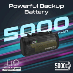 پاوربانک پرومیت مدل POWERUP-DUO ظرفیت 5000 میلی‌ آمپر ساعت