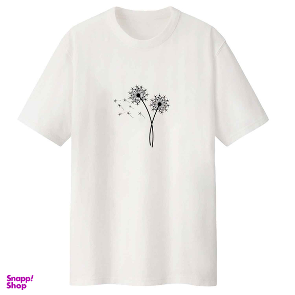 تیشرت لانگ زنانه طرح قاصدک کد L44 S رنگ سفید